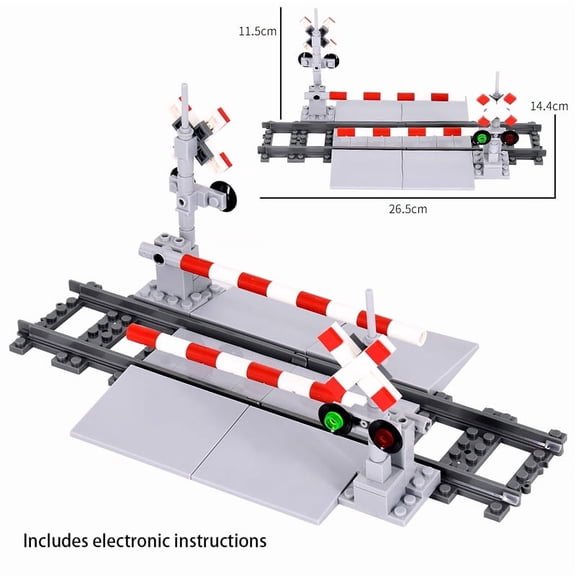MOC City Train Rail Crossing Tracks Set Stud Gap Triple Switch Bricks Building Blocks Technical Enlighten Toys for kids