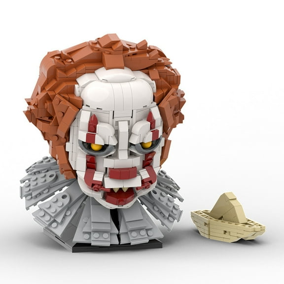MOC Clown Head Building Blocks Kits Horror Evil Killer Joker Bricks Model Toys