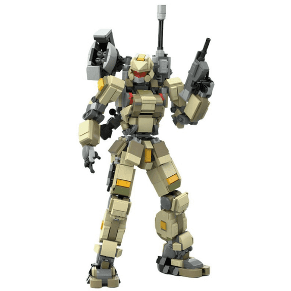 MOC Desert Camo Military Mecha Building Blocks Set, 856Pcs Sci-Fi Robot Model Kit, Collectible Action Figure Display Toy for Hobbyists