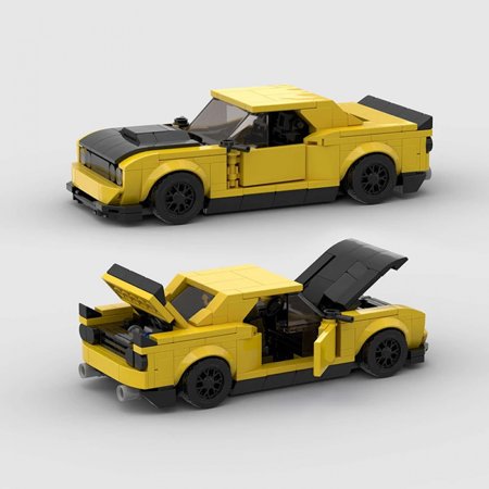 MOC Dodge Challenger Racing Sports Car Speed Champions Racer Building Blocks Vehicle Model Brick Supercar Garage Kids Toys Boys