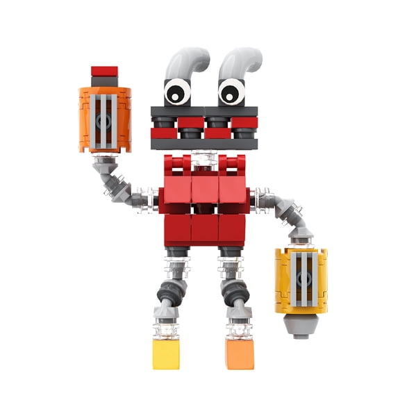 MOC Dual Pipe Head Cartoon Mechanical Character Building Block Kit, 96 Pcs Whimsical Music Style Figure Desktop Collectible Display Model