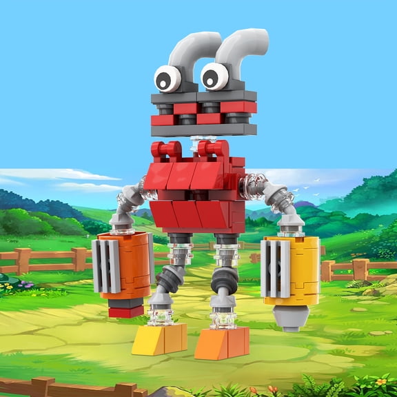 MOC Dual Pipe Head Cartoon Mechanical Character Building Block Kit, 96 Pcs Whimsical Music Style Figure Desktop Collectible Display Model