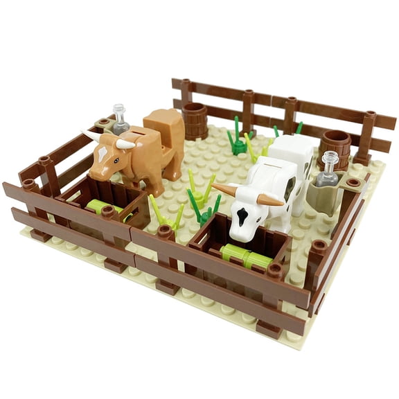 MOC Farm Horse Stable Cow Circle Sheepfold Sheep Animals Bricks Model Building Blocks Toys for Children Christmas Gifts