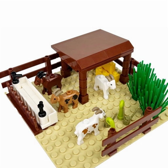 MOC Farm Horse Stable Cow Circle Sheepfold Sheep Animals Bricks Model Building Blocks Toys for Children Christmas Gifts