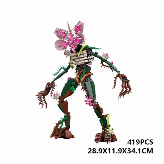MOC Floral Monster Creature Building Blocks Model, DIY Assembled Plant Beast Construction Brick Kit