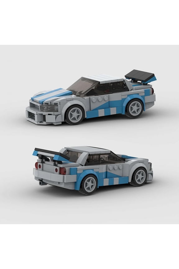MOC GTR R34 City Racing Car Speed Champions Sports Building Blocks Bricks Classic Rally Supercar Racers Great Vehicles Kits Toys