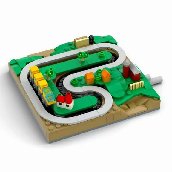 MOC Hand-Crank Town Building Block Train Small Toy Toy Holiday Gift Country Railway (266pcs)