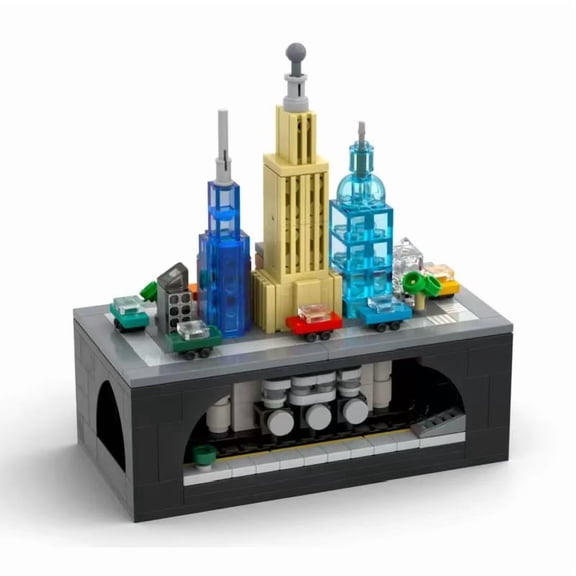 MOC Hand-Crank Town Building Block Train Small Toy Toy Holiday Gift Metro (292pcs)