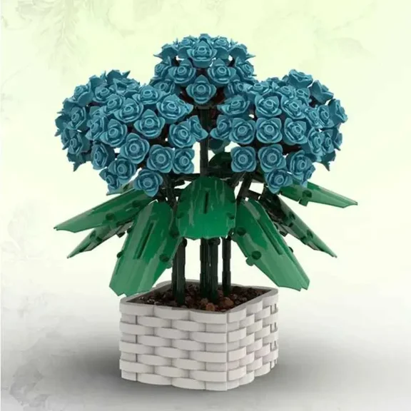 MOC Hydrangea Building Block Set Eternal Flower 107703 Assembling Bricks Toy Creative Model Gift 1598pcs
