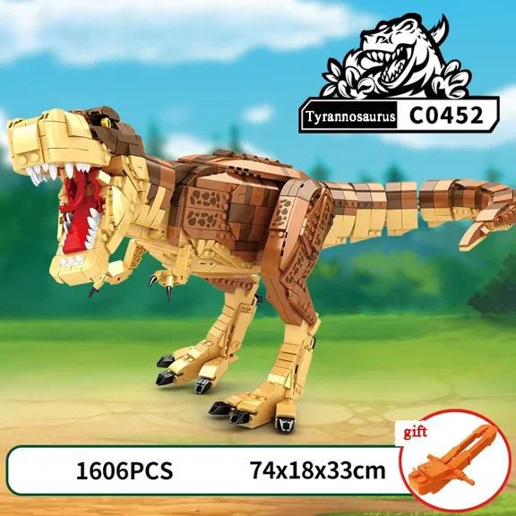 MOC Jurassic Series Spinosaurus Tyrannosaurus Rex Building Blocks Set Dinosaur Velociraptor Idea Toys For Children Birthday Gift