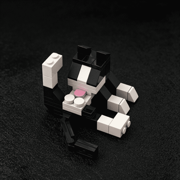 MOC Licking Cat Building Set Cute Cow Cat Bricks Toy 62 Pieces