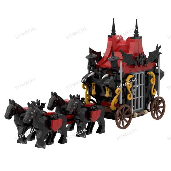 MOC Model Building Kit: Medieval Military Chariot & Knight Carriage with Creative DIY Design