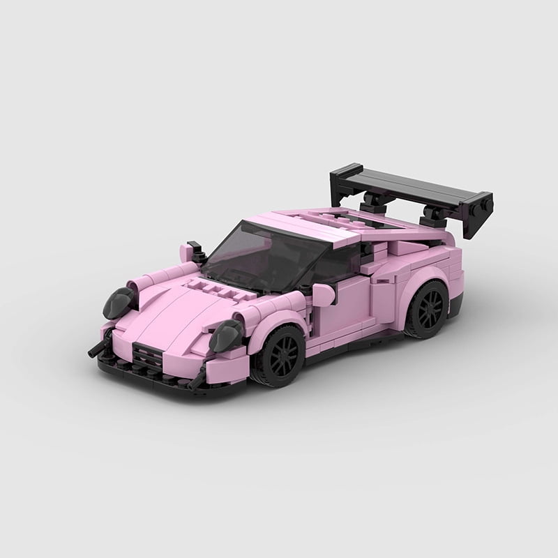 MOC Pink Sports Car Building Set, 1:32 Scale GT3 Race Car Model Kit, Speed Champions Style Collectible Brick Toy for Kids & Adults