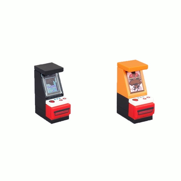 MOC Retro Arcade Machine Building Blocks Set with LCD Screen, Compatible with Mini Figures - DIY Model Toy for Kids Room Di