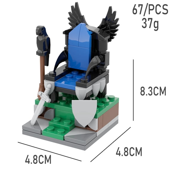 MOC Small Building Blocks Black Hawk Sofa – Medieval Throne Scene, Pre-Assembled Creative Desktop Ornament (1 Piece)