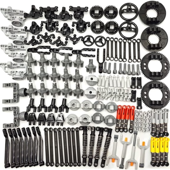 MOC Technical Wheels Connectors Rack Gear Car Building Brick Accessories Pieces Sets STEM Learning Kits Engineering Toy Gift for Kids Random color of parts