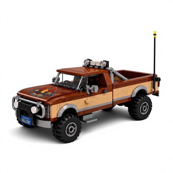 MOC The Fall Guy Inspired Off-Road Pickup Truck Building Block Model Kit, Vintage Nostalgia Collectible Set with 3 Minifigures for Adult Hobbyists