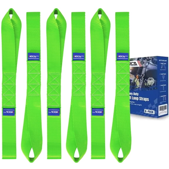 MOCA 6-Pack Soft Loop Tie Down Straps 4,000 Load Capacity & 12,000 Lbs Breaking Strength 1.6 x 17 inches Heavy Duty Tie Down Straps for Securing ATV, UTV, Motorcycles, Scooters & Dirt Bikes(Green)