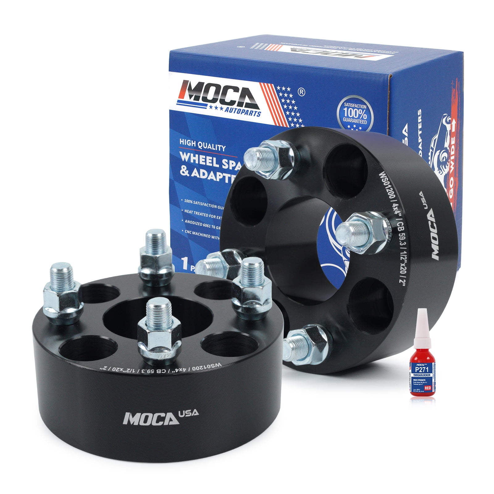 MOCA AUTOPARTS 2PCS 2"(50mm) Wheel Spacers 4x4" to 4x4" with 1/2"x20