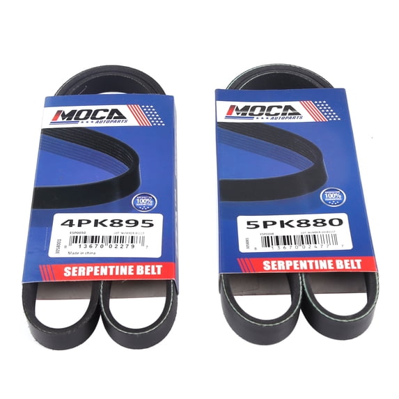MOCA AUTOPARTS 2Pcs EPDM Serpentine Drive Belt Set Fit for 2003-2006 Subaru Baja 2.5L & 1999-2007 Subaru Forester 2.5L & 2002-2005 Subaru Impreza 2.0L
