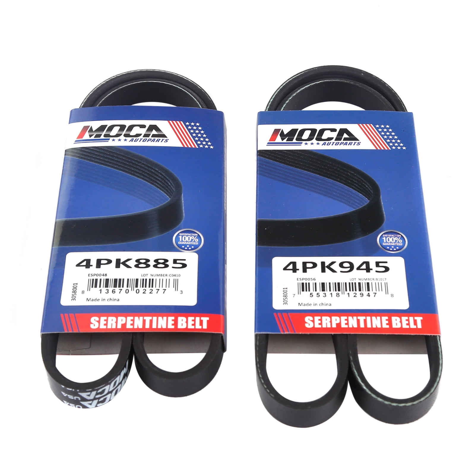 MOCA AUTOPARTS 2Pcs EPDM Serpentine Drive Belt Set with A/C and P/S Fit