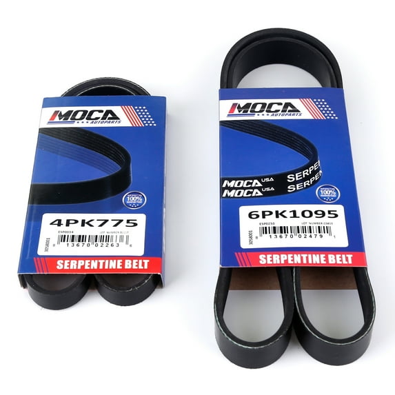 MOCA AUTOPARTS 2Pcs Serpentine Drive Belt Set Fit for 95-01 Nissan Maxima 3.0L & 02-03 Nissan Maxima 3.5L