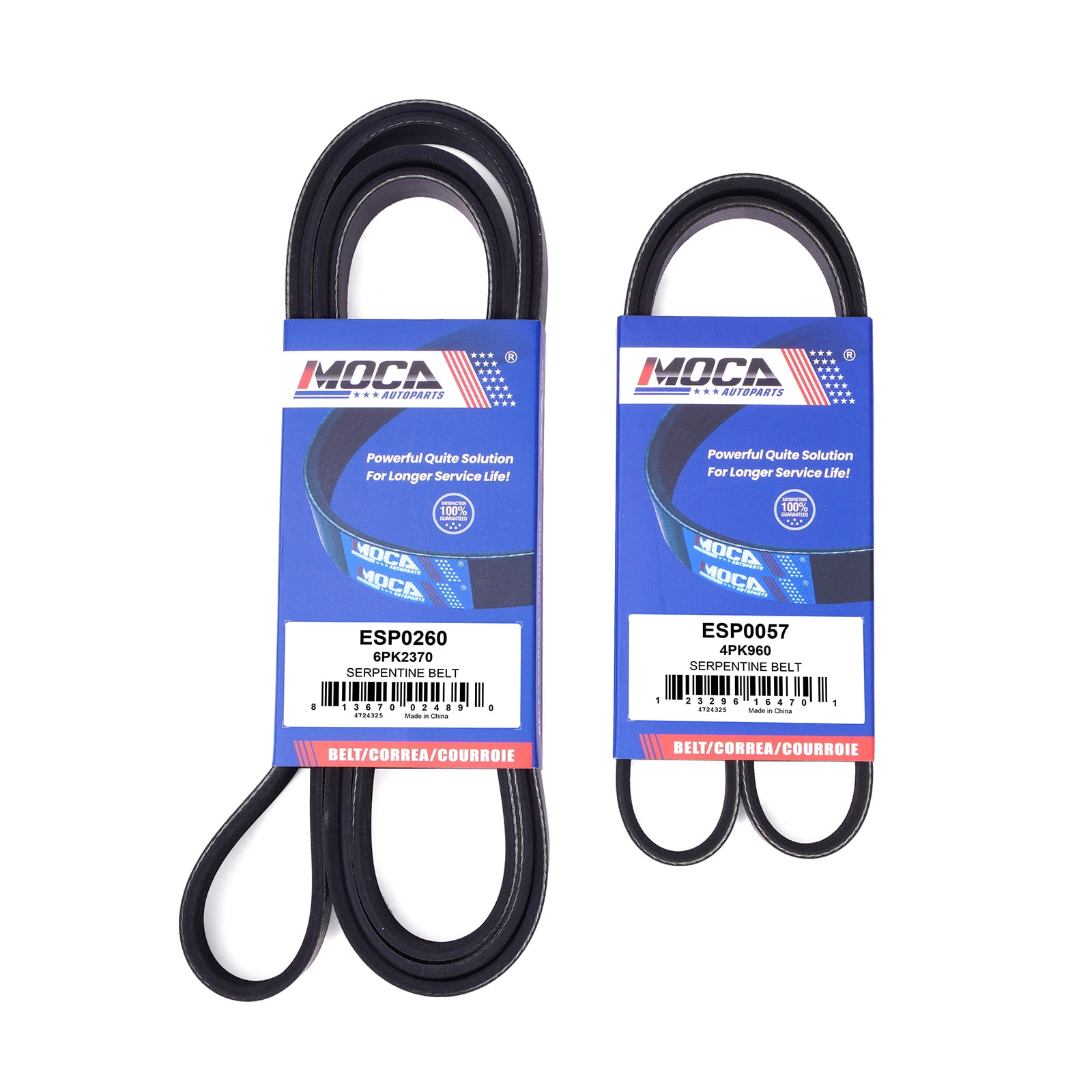 MOCA AUTOPARTS 2x Serpentine Belt Fit for 2007-2008 Chevrolet Tahoe 4.8L 5.3L & 2007-2008 GMC Sierra 1500 4.8L 5.3L & 2007-2008 Cadillac Escalade 6.2L