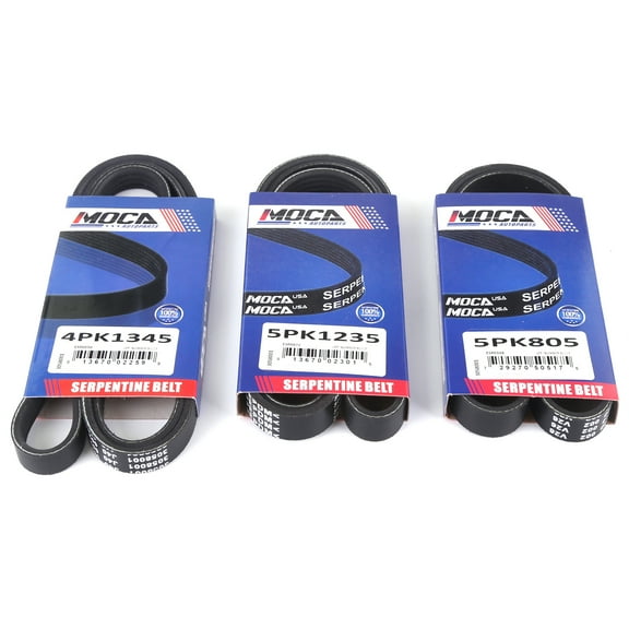 MOCA AUTOPARTS 3Pcs Serpentine Drive Belt Set Fit for 1999-2004 Nissan Frontier & 2000-2004 Nissan Xterra 3.3L