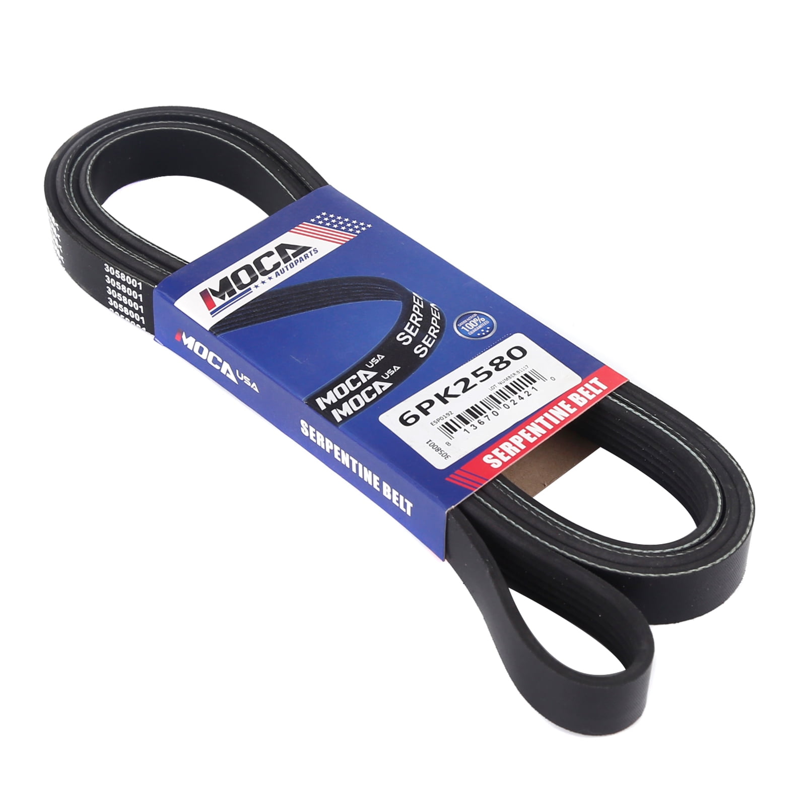 MOCA AUTOPARTS 6PK2580 Serpentine Belt Fit for 98-00 Chevrolet Express 2500 3500 6.5L & 08-12 Dodge Caliber 2.4L 2.0L & 07-17 Jeep Compass Patriot 2.0L 2.4L Fits select: 2004 FORD F150 SUPERCREW
