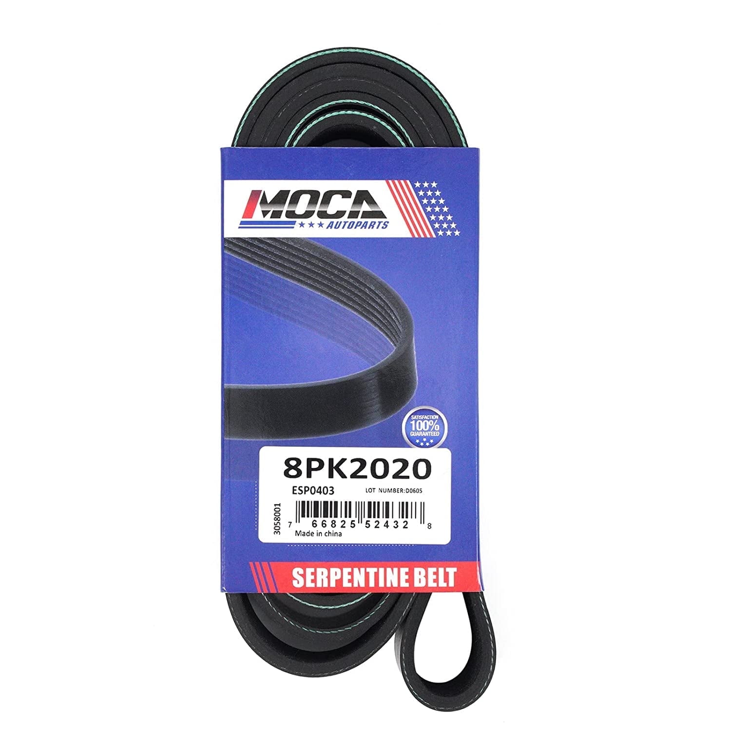 MOCA AUTOPARTS 8PK2020 EPDM Serpentine Belt fit for 1997-2001 Ford F-150 4.6L 5.4L & 2004 Ford F-150 Heritage 4.6L & 1997-1999 Ford F-250 4.6L 5.4L Without AC