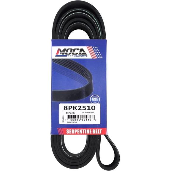 MOCA AUTOPARTS 8PK2510 Serpentine Belt fit 97-01 for Ford E-150/E-250/E-350 Econoline 4.6l/5.4L, 07-08 for Freightliner Coronado 14.6L, 02-03 for Kenworth W900, 05-06 for Peterbilt 379 14.6L/ 15.8L