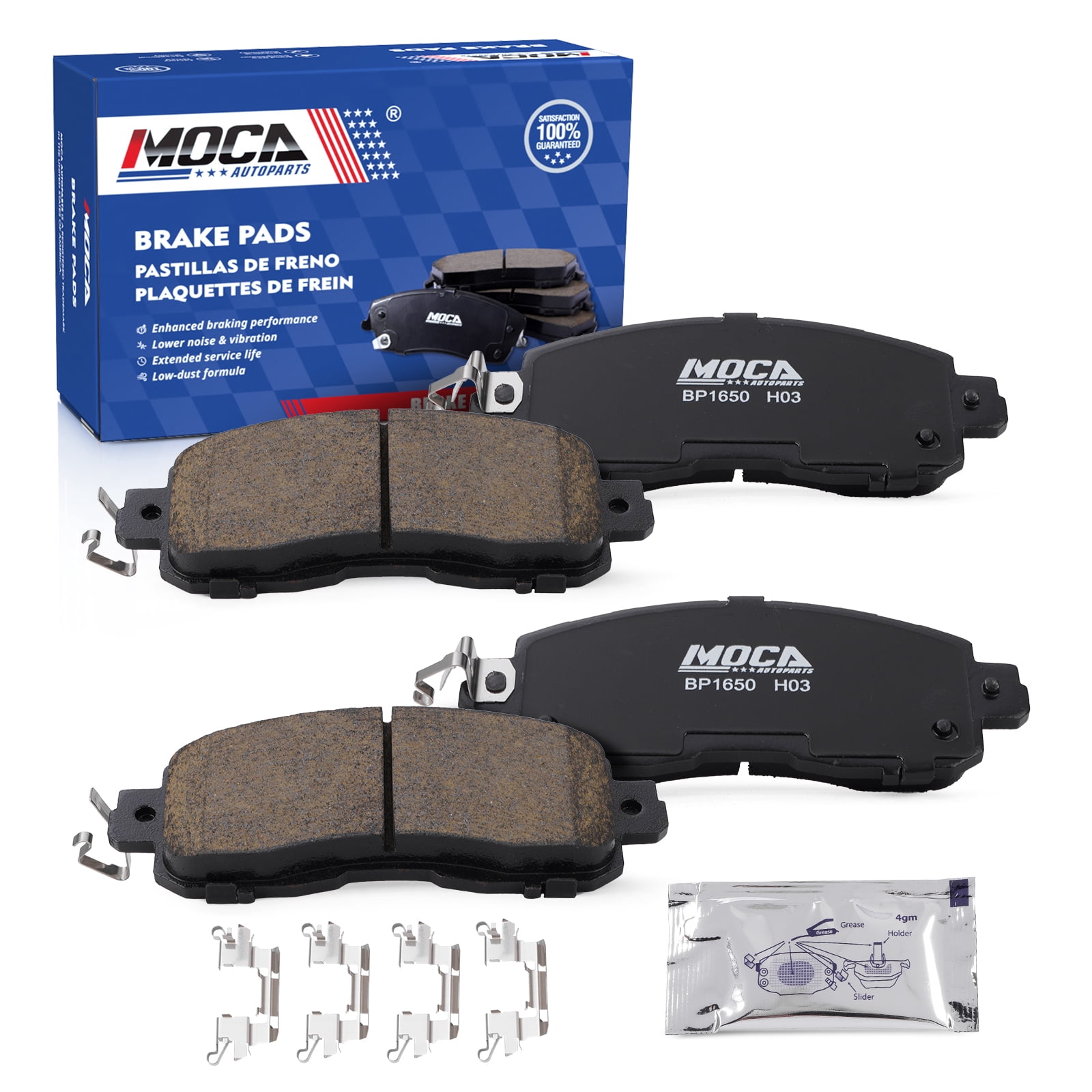 MOCA AUTOPARTS D1650 4x Front Ceramic Brake Pads Fit for 2013-2023 ...