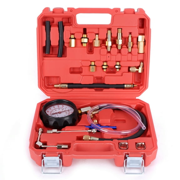 MOCA AUTOPARTS Gasoline Fuel Injector Pump Pressure Test Kit with Gauge Adapter for Gas Engine Cars Motorcycles Trucks SUVs ATVs RVs