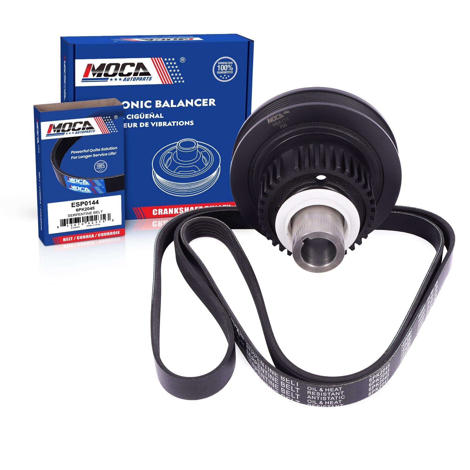 MOCA AUTOPARTS Harmonic Balancer with Serpentine Belt Fit for 1990-1993 ...