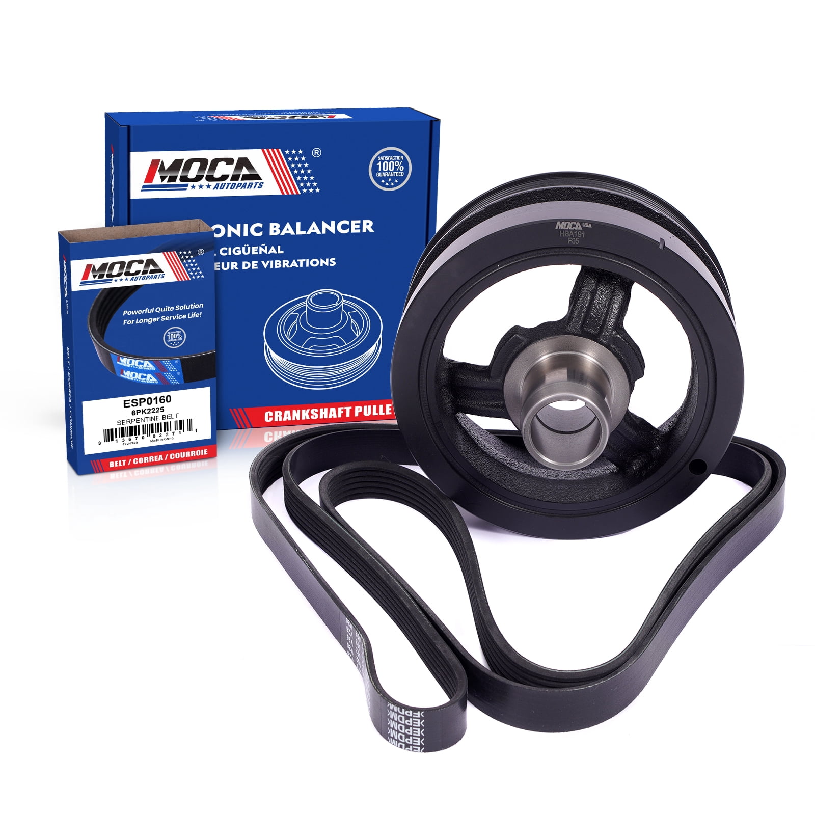 MOCA AUTOPARTS Harmonic Balancer with Serpentine Belt Fit for 2004-2007 ...