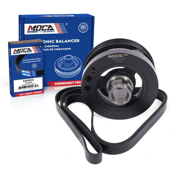 MOCA AUTOPARTS Harmonic Balancer with Serpentine Belt Fit for 2000 & 2002 Dodge Ram 2500 5.9L & 2000 Dodge Ram 1500 3500 5.9L