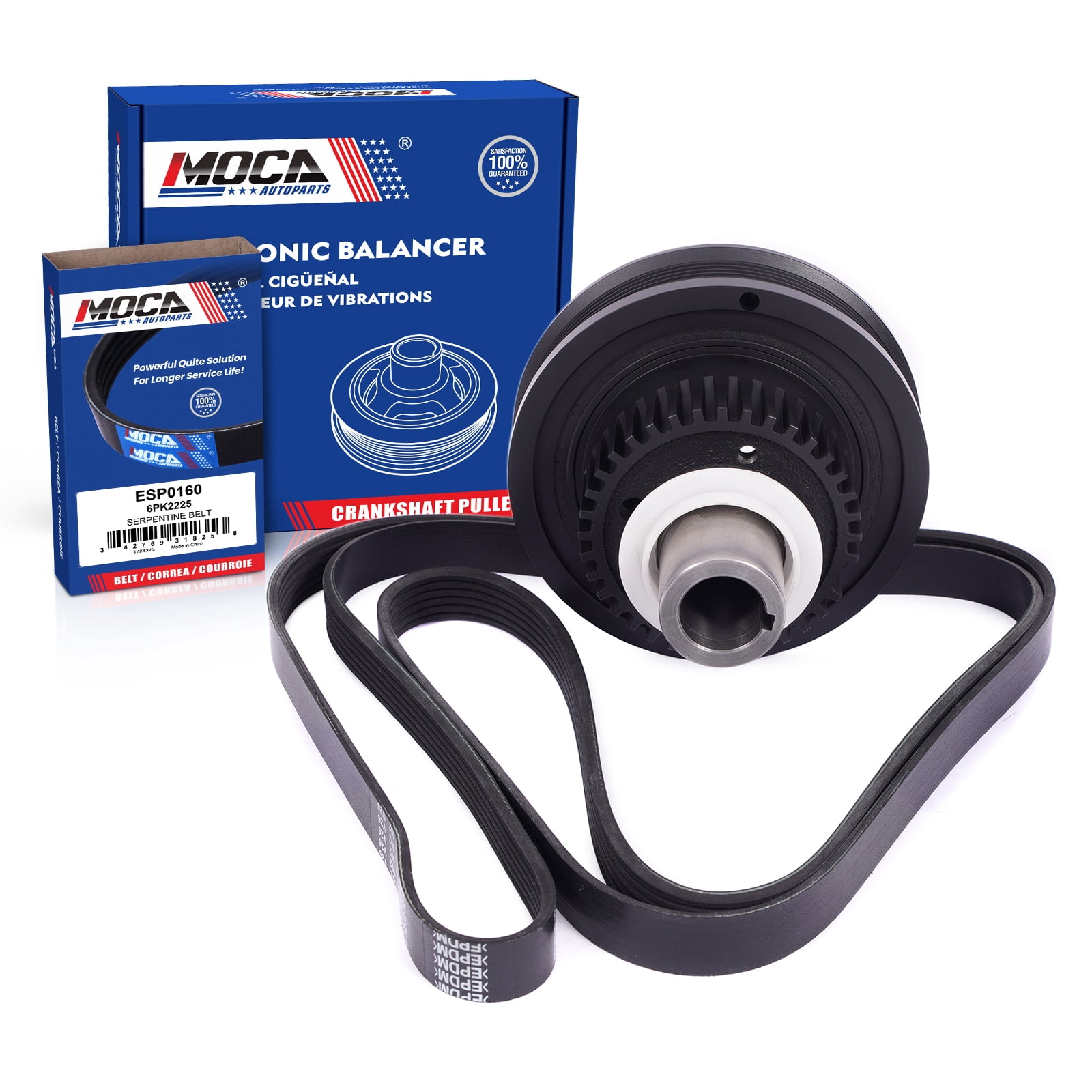 MOCA AUTOPARTS Harmonic Balancer with Serpentine Belt Fit for 2005-2010 ...