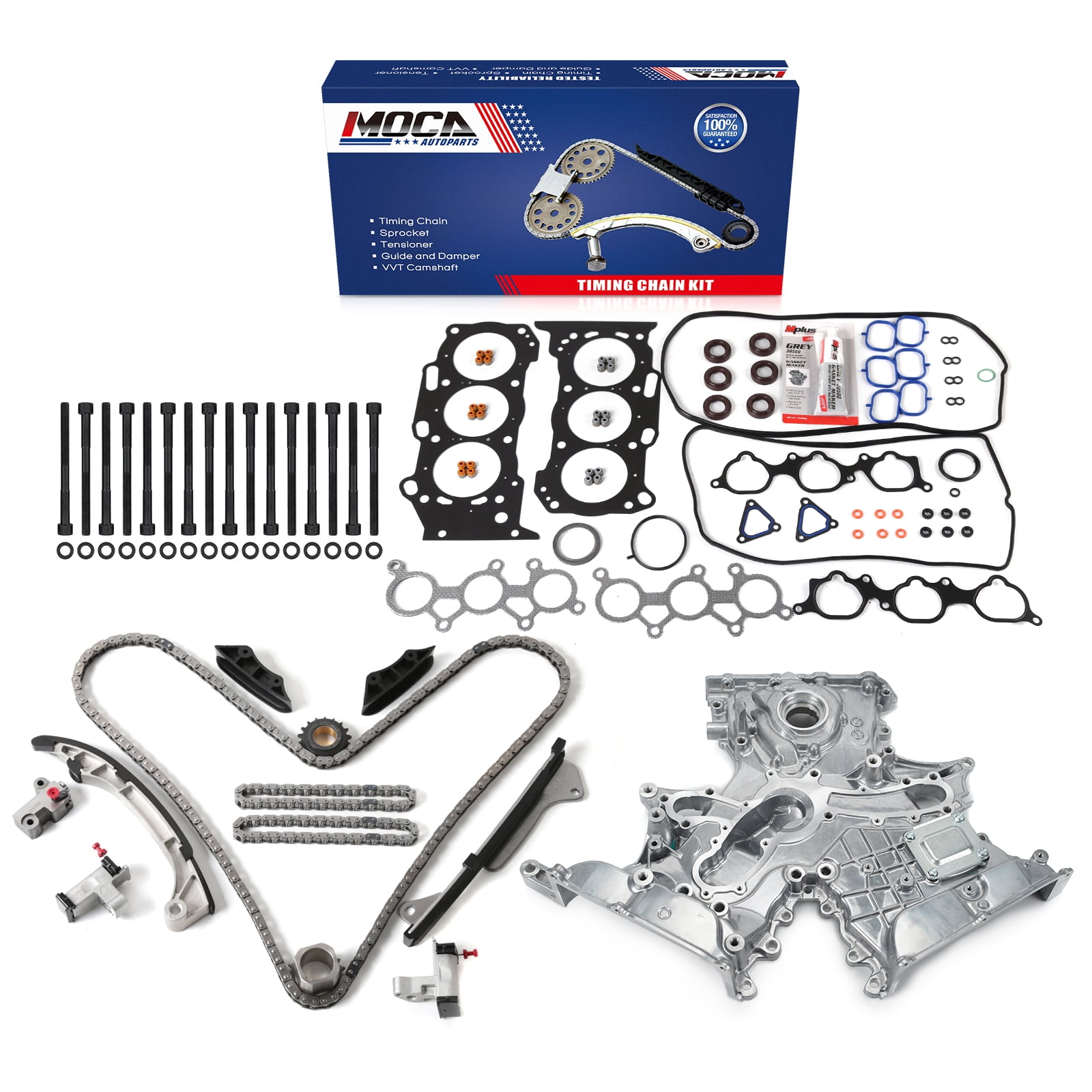 MOCA AUTOPARTS Head Gasket Set with Timing Chain Kit Oil Pump Cylinder
