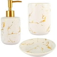 thumbnail image 1 of MOCA AUTOPARTS Marble Look Bathroom Accessories Set, 3-Piece, White, Ceramic, 1 of 9