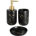 thumbnail image 1 of MOCA AUTOPARTS Marble Look Bathroom Canisters & Sets 3-Piece Black Ceramic, 1 of 7