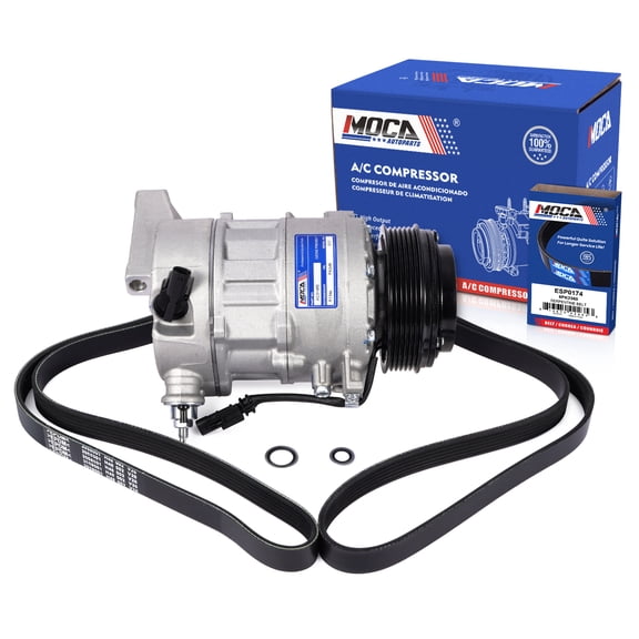 MOCA AUTOPARTS New AC Compressor w/ Serpentine Belt Fit for 2013-2017 Buick Enclave 3.6L & 2013-2017 Chevrolet Traverse 3.6L & 2013-2016 GMC Acadia 3.6L