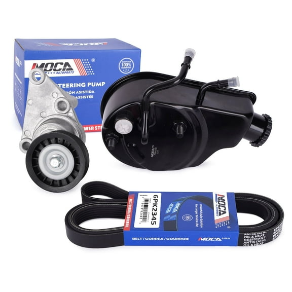 MOCA AUTOPARTS Power Steering Pump with Serpentine Belt 6PK2345 Tensioner Assembly Fit for 1999-2004 Chevrolet Silverado 2500 6.0L & 2001-2007 Chevrolet Silverado 2500 HD 6.0L