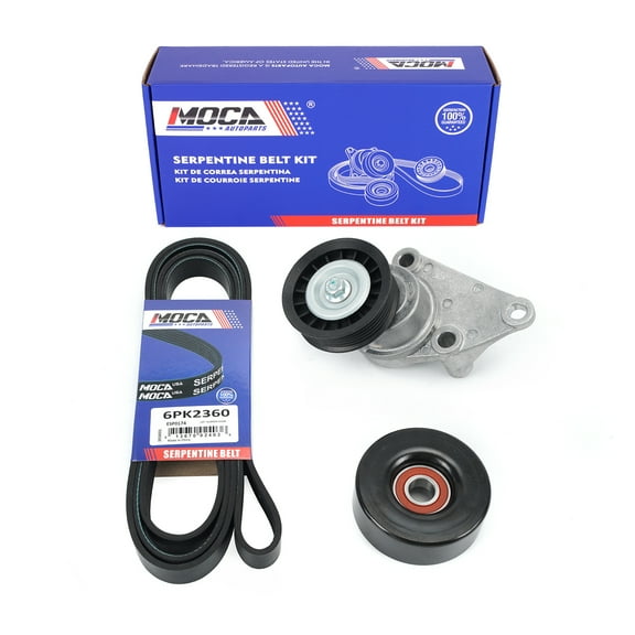 MOCA AUTOPARTS Serpentine Belt Component Kit Fit for 99-02 Chevrolet Silverado 2500 6.0L & 99-01 Chevrolet Silverado 1500 4.8L