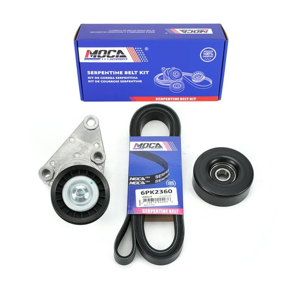 MOCA AUTOPARTS Serpentine Drive Belt Component Kit Fit for 2003-2006 Cadillac Escalade & 2003-2008 Chevrolet Express 1500 2500 3500 & 2005-2007 Hummer H2