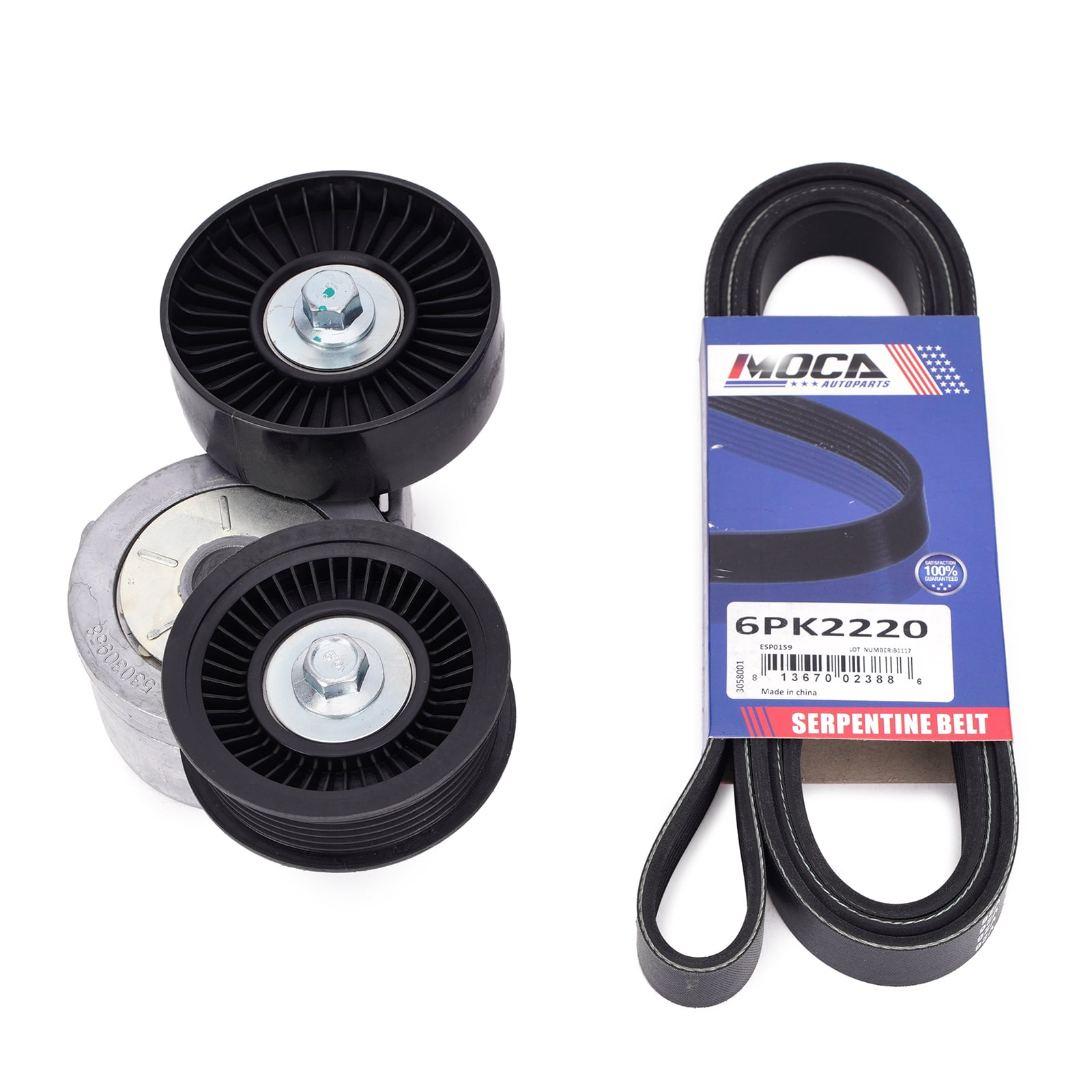 MOCA AUTOPARTS Serpentine Drive Belt Component Kit Fit for 1999-2003 Jeep Grand Cherokee 4.7L & 2002-2003 Jeep Liberty 3.7L