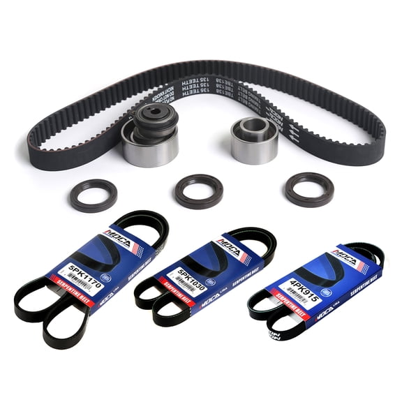 MOCA AUTOPARTS Timing Belt Kit with 3X Serpentine Belts Fit for 1993-1997 Mazda 626 2.0L & 2001-2003 Mazda Protege 2.0L