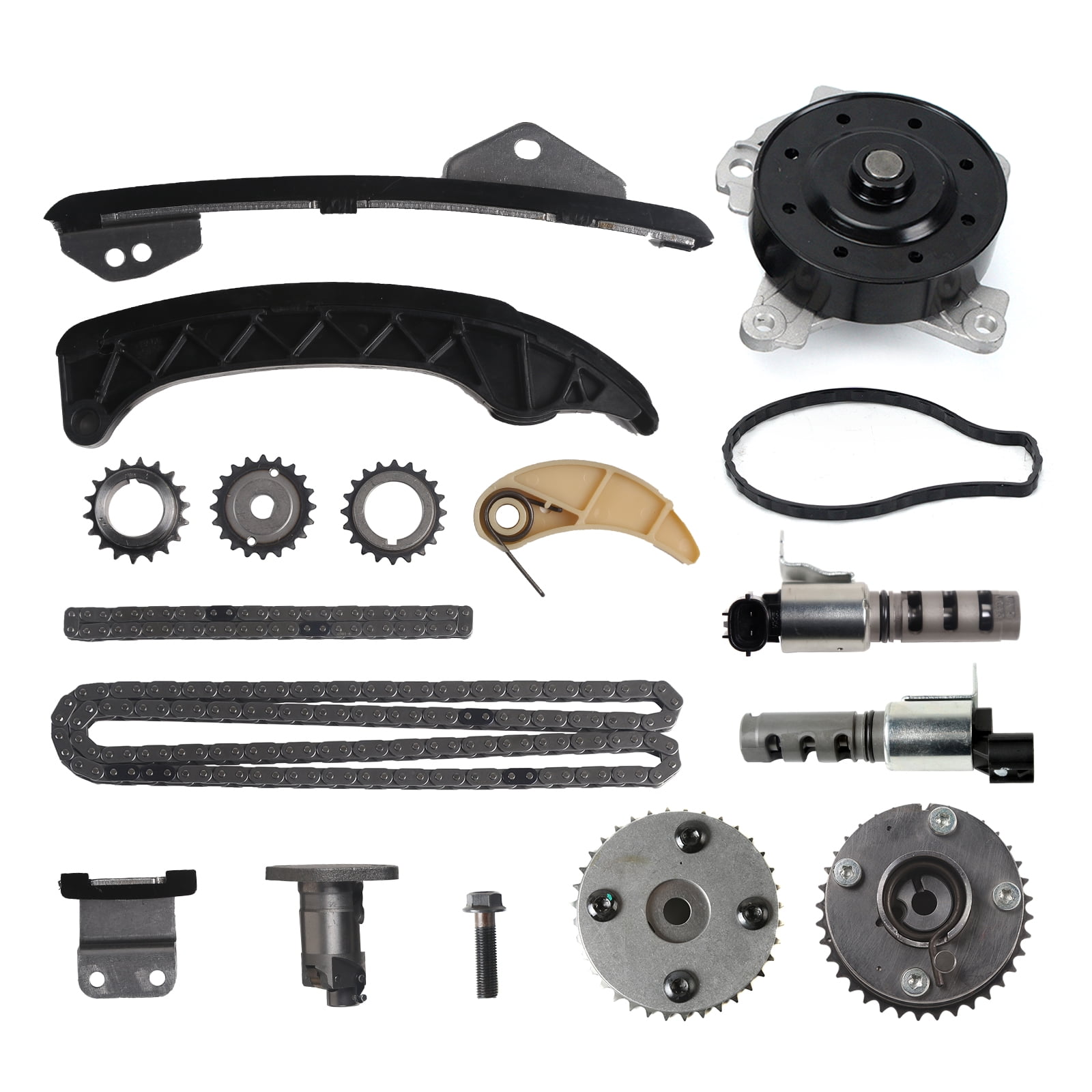 MOCA AUTOPARTS Timing Chain Kit with Water Pump VVT Sprocket Set Intake Exhaust Variable Timing Solenoid Fit for 2009-2017 Toyota Corolla & 2009-2010 Pontiac Vibe & 2008-2014 Scion xD