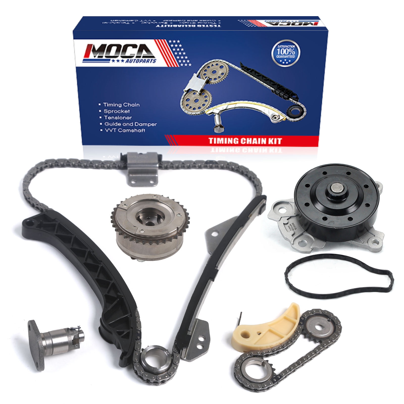 MOCA AUTOPARTS Timing Chain Kit with Water Pump Exhaust VVT Fit for