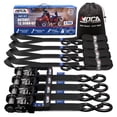 thumbnail image 1 of MOCA Heavy Duty Ratchet Tie Down Straps - 5200 Lbs Breaking Strength 1.6" x 8', with 4 Heavy Duty Ratchet Padded Handles & Coated Chromoly S Hooks & 4 Soft Loop Tie-Downs - Black, 1 of 9
