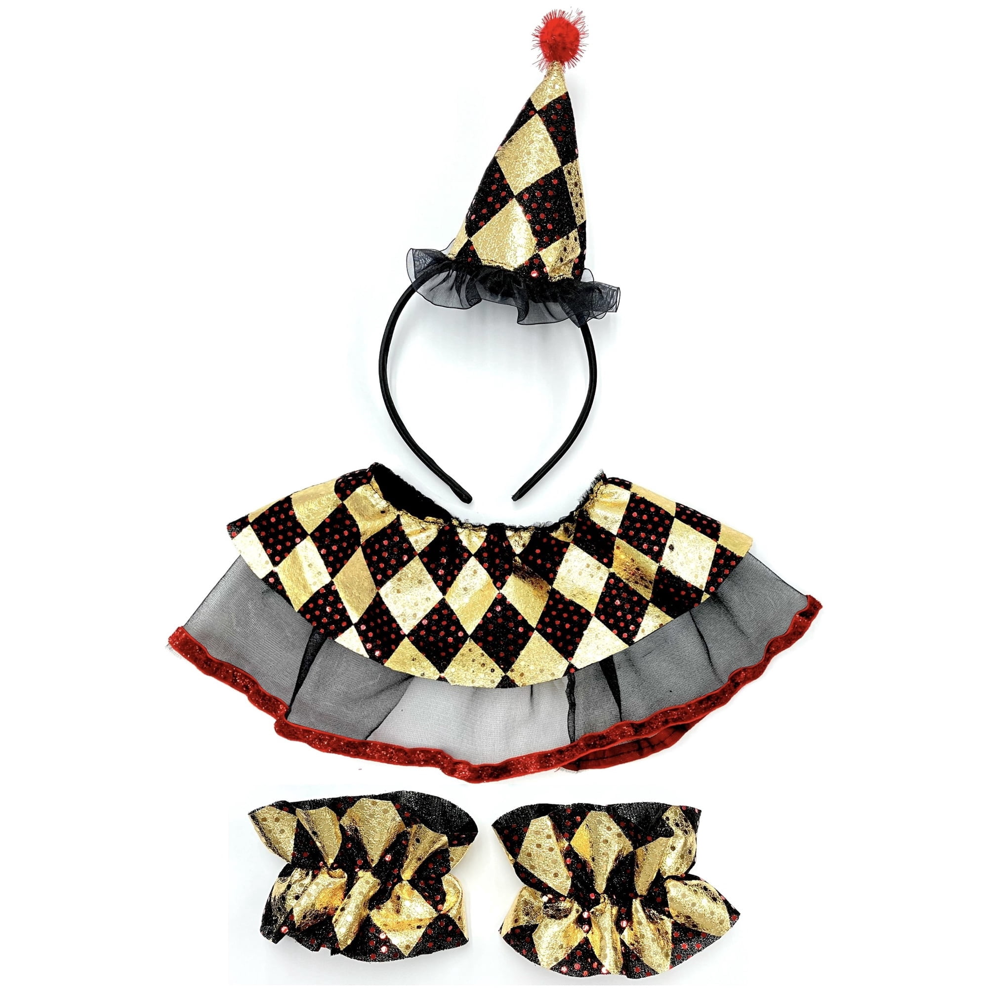 Harlequin Clown Costume Accessory Kit for Adults, Multicolor, 4 Pieces, Halloween by Way To Celebrate